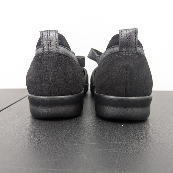 SAS Black Suede Leather Mary Jane Comfort Shoes Size 11 W Wide USA Tripad - Picture 4 of 9
